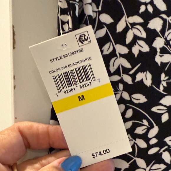 MSK Black and White Leaf Print Midi Dress - Picture 7 of 7